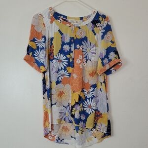 Fat Face Floral Blouse Top Size 6 Summer Flowy Button Closure Colorful Pattern